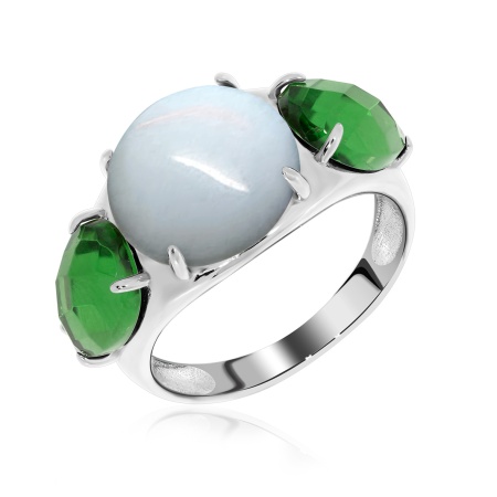 Купить оптом кольцо из серебра с лунным камнем и ситаллами 1340931185 от Krasnoe