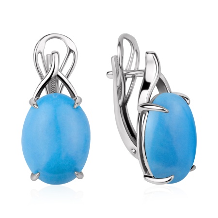 Купить оптом серьги из серебра с бирюзой 2340Б26377 от Krasnoe