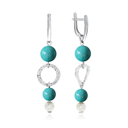 Купить оптом серьги из серебра с жемчугом и агатами 2340871228-86 от Krasnoe