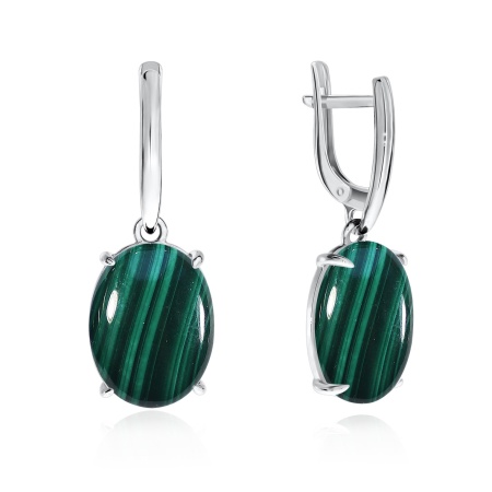Купить оптом серьги из серебра с малахитами 2340380510 от Krasnoe