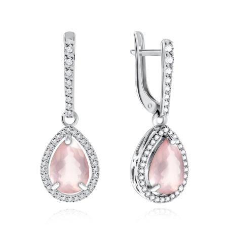 Купить оптом серьги из серебра с кварцем и фианитами 2340183625л-60 от Krasnoe