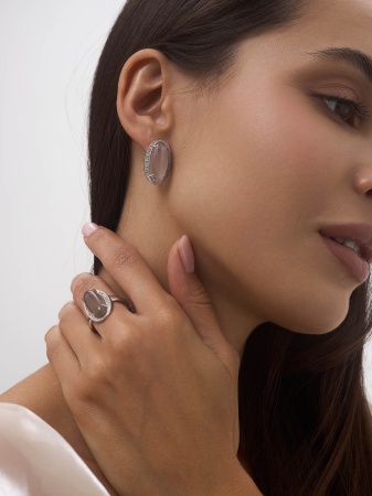 Купить оптом серьги из серебра с агатами и фианитами 2340390938л-21 от Krasnoe