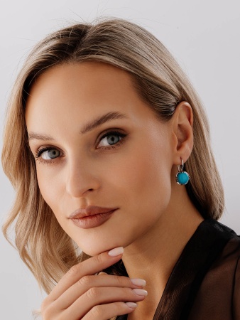 Купить оптом серьги из серебра с бирюзой 2340311930 от Krasnoe