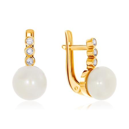 Купить оптом серьги из серебра с жемчугами и фианитами 2320050800л от Krasnoe