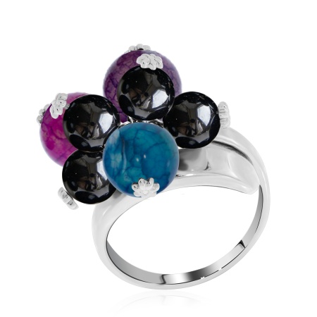 Купить оптом кольцо из серебра с кварцем и агатами 1340871288-97 от Krasnoe