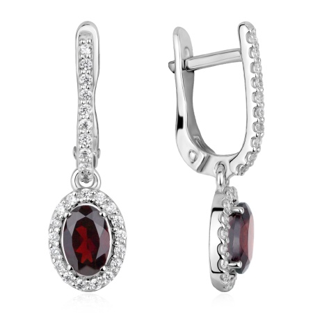 Купить оптом серьги из серебра с гранатами и фианитами 2340825606 от Krasnoe
