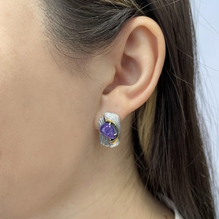 Купить оптом серьги из серебра с чароитами 2317462394 от Krasnoe