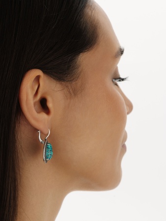 Купить оптом серьги из серебра с бирюзой 2310315062 от Krasnoe