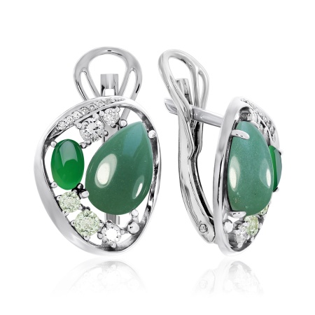 Купить оптом серьги из серебра с авантюринами, агатами и фианитами 2340361172-1-60 от Krasnoe