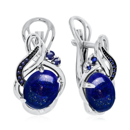 Купить оптом серьги из серебра с лазуритами и ситаллами 2348470949 от Krasnoe
