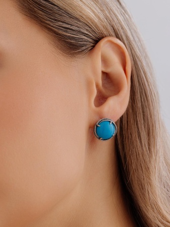 Купить оптом серьги из серебра с бирюзой 2310Б25747 от Krasnoe