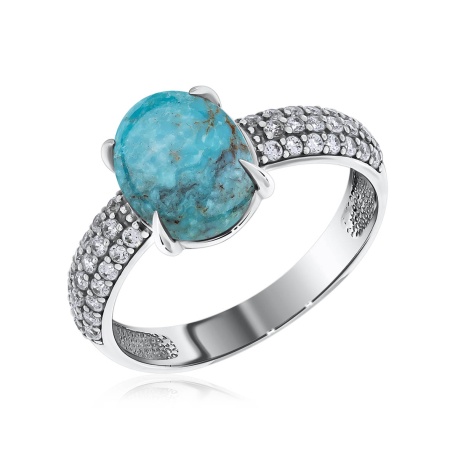 Купить оптом кольцо из серебра с бирюзой и фианитами 1340310373л от Krasnoe