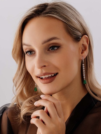 Купить оптом серьги из серебра с агатами и фианитами 2340390613-60 от Krasnoe