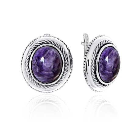 Купить оптом серьги из серебра с чароитами 2310460933 от Krasnoe