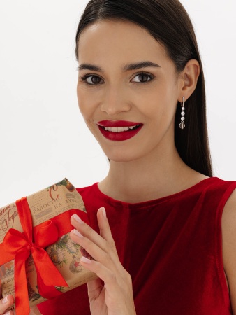 Купить оптом серьги из серебра с хрусталём и фианитами 2340521510 от Krasnoe