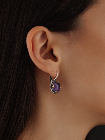 Купить оптом серьги из серебра с чароитами 2317465801 от Krasnoe