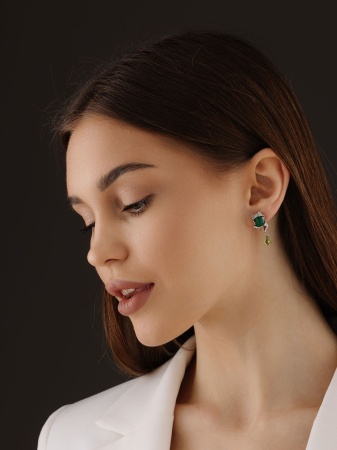 Купить оптом серьги из серебра с агатами, ситаллами и фианитами 2340392662л-60 от Krasnoe