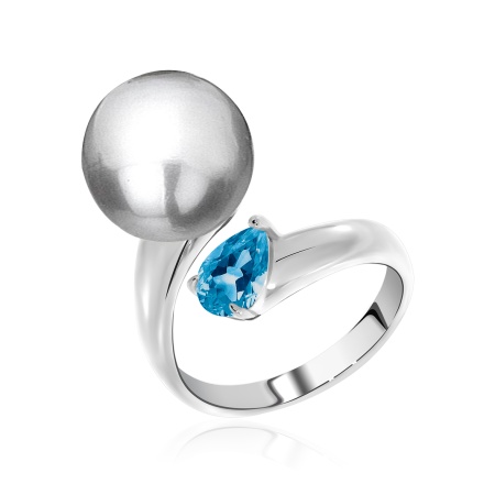 Купить оптом кольцо из серебра с жемчугом и фианитом 1340241396-1-21 от Krasnoe