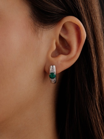 Купить оптом серьги из серебра с агатами и фианитами 2340392378л-60 от Krasnoe