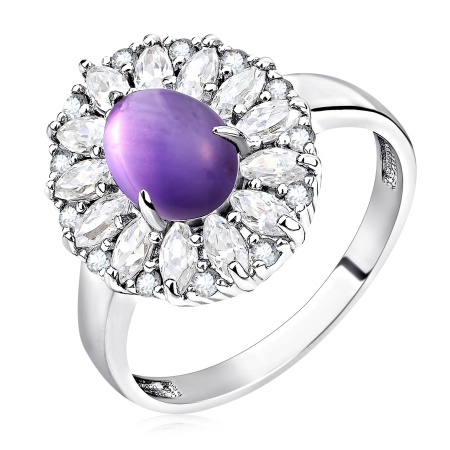 Купить оптом кольцо из серебра с аметистом и фианитами 1340794314 от Krasnoe