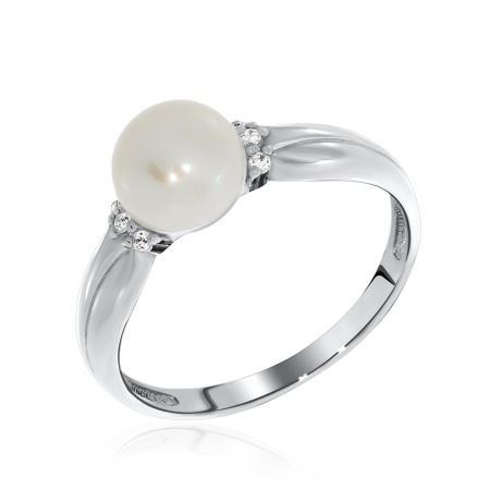 Купить оптом кольца из серебра с жемчугом и фианитами 1340050893 от Krasnoe