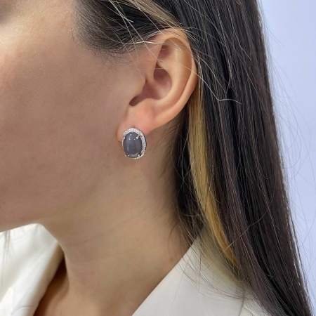 Купить оптом серьги из серебра с халцедонами и фианитами 2340600989л-21 от Krasnoe