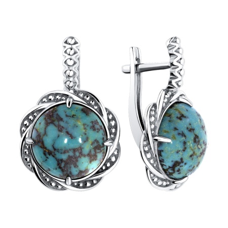 Купить оптом серьги из серебра с бирюзой 2340311998 от Krasnoe