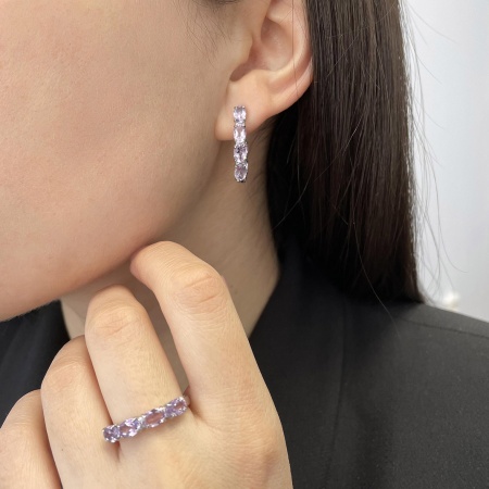 Купить оптом серьги из серебра с аметистами 2340061182 от Krasnoe