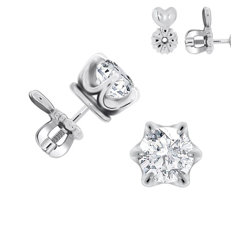 Купить оптом пусеты из серебра с фианитами П340200280 от Krasnoe