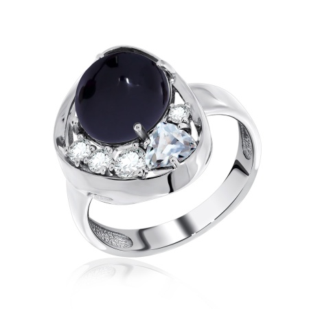 Купить оптом кольцо из серебра с агатом и фианитами 1340391170-20 от Krasnoe