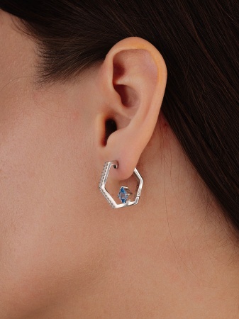 Купить оптом серьги из серебра с ситаллами и фианитами 2340885531л-71 от Krasnoe