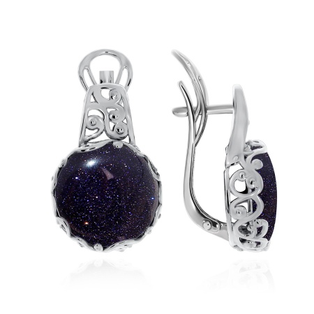 Купить оптом серьги из серебра с синтетическими авантюринами 2310360934-80 от Krasnoe