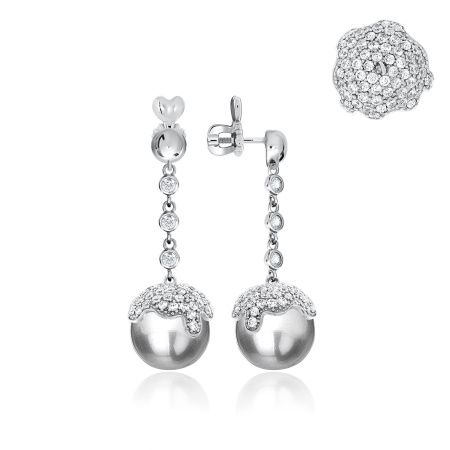 Купить оптом пусеты из серебра с жемчугом 2340240850л-21 от Krasnoe