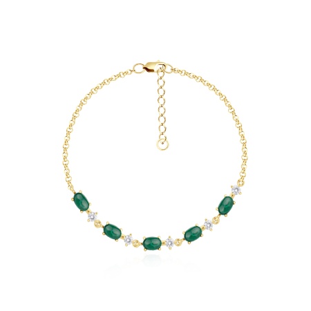 Купить оптом браслет из серебра с фианитами и малахитами 4320386610-19 от Krasnoe