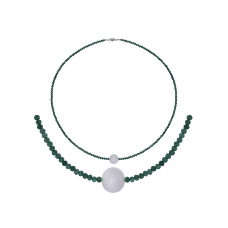 Купить оптом колье из серебра с жемчугом и жадеитами 8340526097-40 от Krasnoe