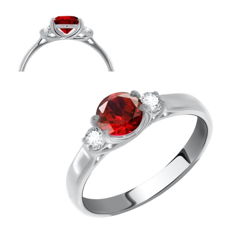 Купить оптом кольцо из серебра с гранатом и фианитами 1340820260 от Krasnoe