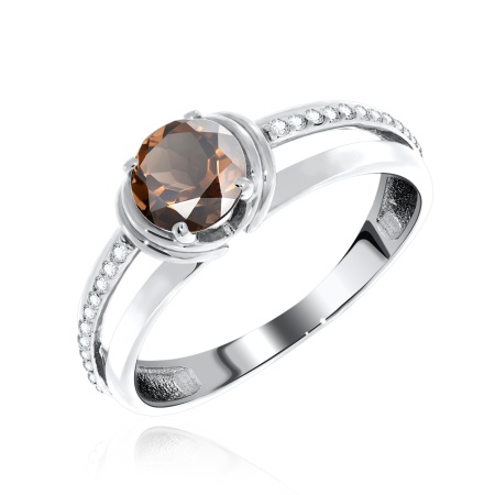 Купить оптом кольцо из серебра с топазом и фианитами 1340780995 от Krasnoe