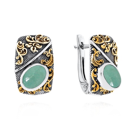 Купить оптом серьги из серебра с авантюринами 2317361367-1-60 от Krasnoe