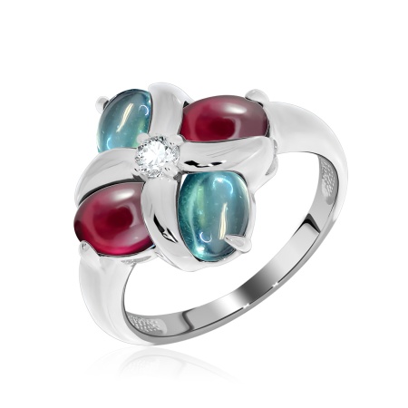 Купить оптом кольцо из серебра с фианитом и ситаллами 1340882908-1 от Krasnoe