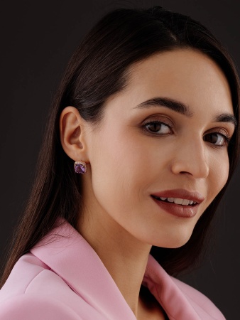 Купить оптом серьги из серебра с аметистами и фианитами 2320061964л от Krasnoe