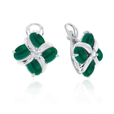 Купить оптом серьги из серебра с фианитами и агатами 2340392908-60 от Krasnoe