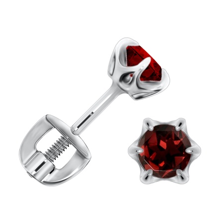 Купить оптом пусеты из серебра с гранатами П340150340 от Krasnoe