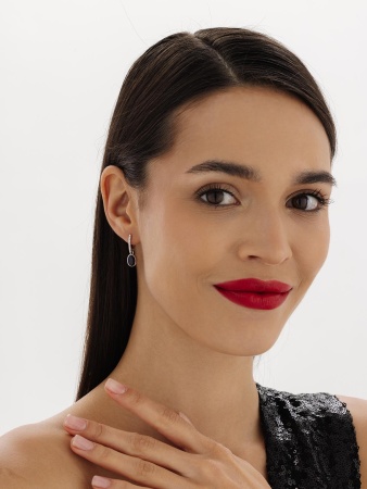 Купить оптом серьги из серебра с синтетическими авантюринами и фианитами 2340360375л-80 от Krasnoe