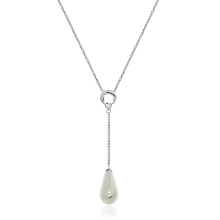 Купить оптом колье из серебра с жемчугом и фианитом 8340240810-45 от Krasnoe