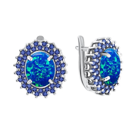 Купить оптом серьги из серебра с опалами, ситаллами и наносапфирами 2348250150л-82 от Krasnoe