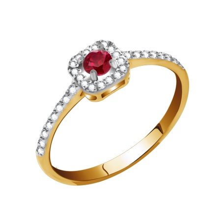 Купить оптом кольцо из серебра с натуральным корундом и фианитами 1329160213-37 от Krasnoe