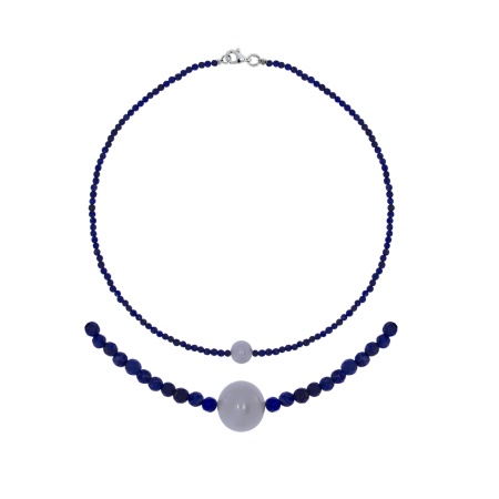 Купить оптом колье из серебра с жемчугом и лазуритами 8340476105-40 от Krasnoe