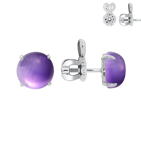 Купить оптом пусеты из серебра с аметистами П340062680 от Krasnoe