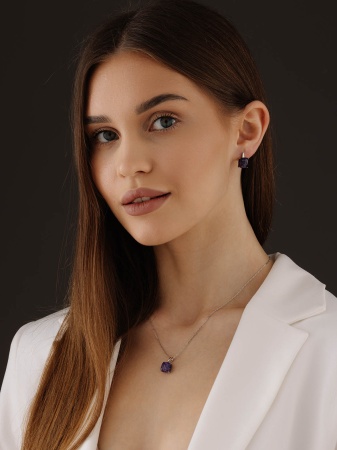 Купить оптом серьги из серебра с чароитами 2340465041 от Krasnoe