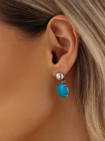 Купить оптом серьги из серебра с бирюзой 2340Б26365 от Krasnoe